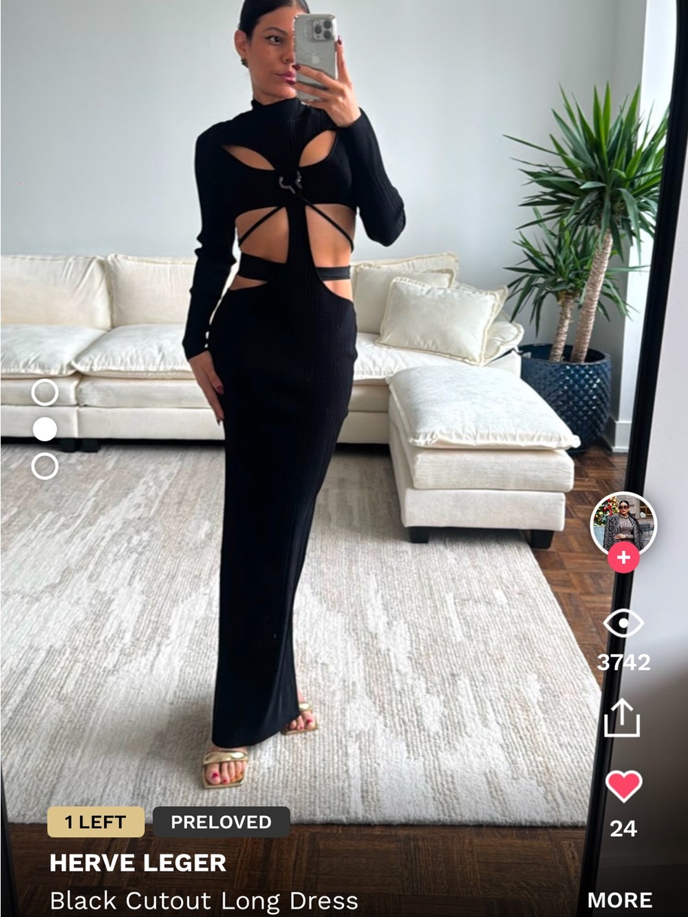 Herve Leger Black Long Cutout Maxi Dress